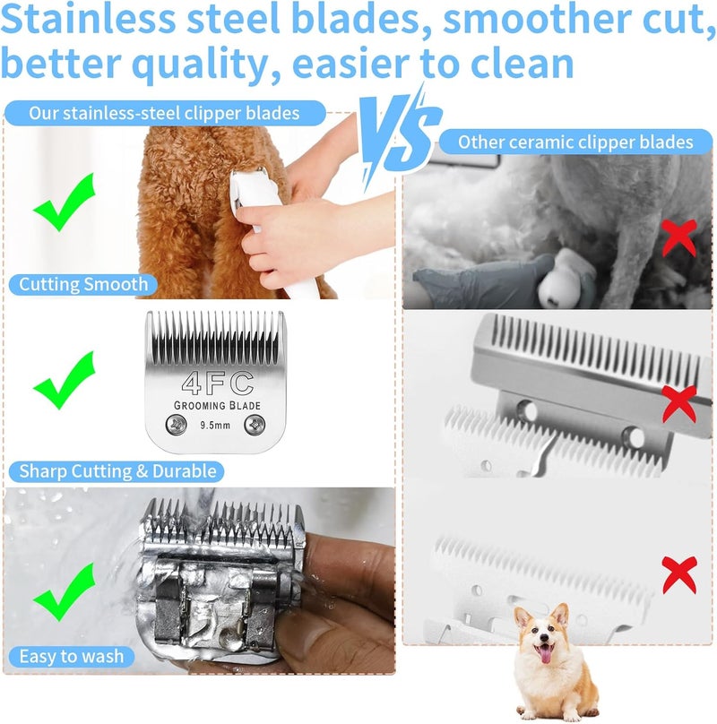 OEMIRY 3 Pcs Size 7FC Detachable Dog Grooming Blades, Compatible with Andis, Oster A5, Wahl KM10 Series Clippers, Cut Length 3.2mm, Silver (7FC 3.2mm, 3Packs) - Image 3